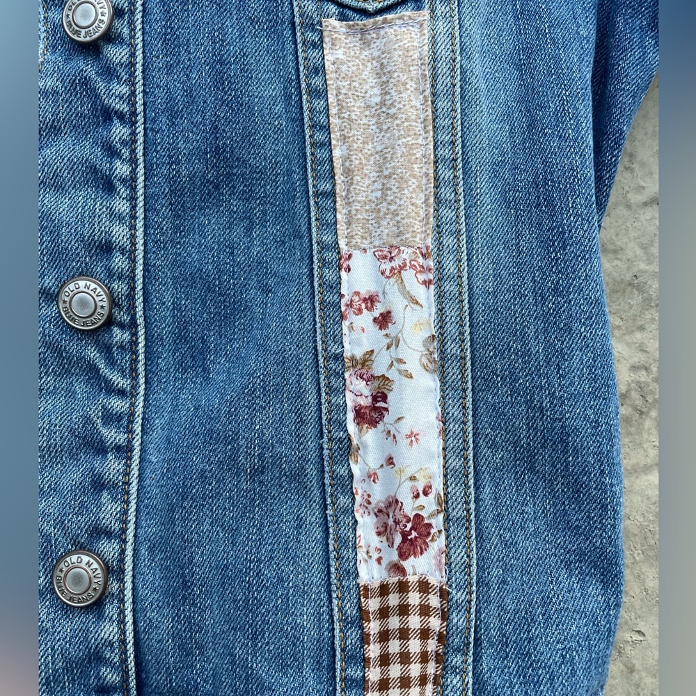 Angel wings embroidered patchwork upcycled jean jacket y2k - Picture 5 of 15